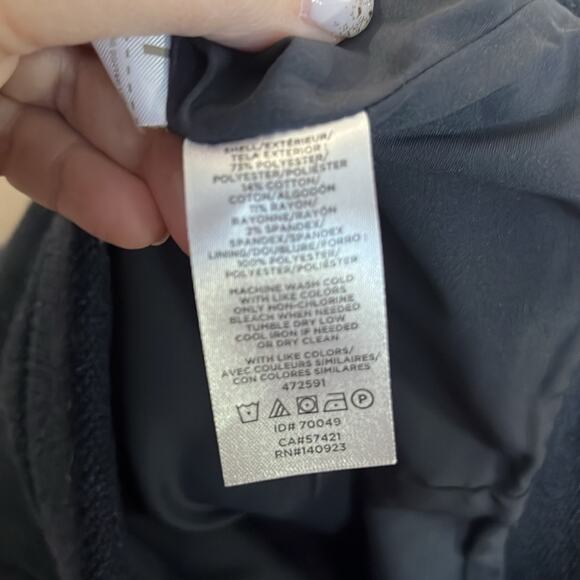 Loft Navy Blue Wrap Skirt Gold Button Detail Size 2 - Picture 8 of 9